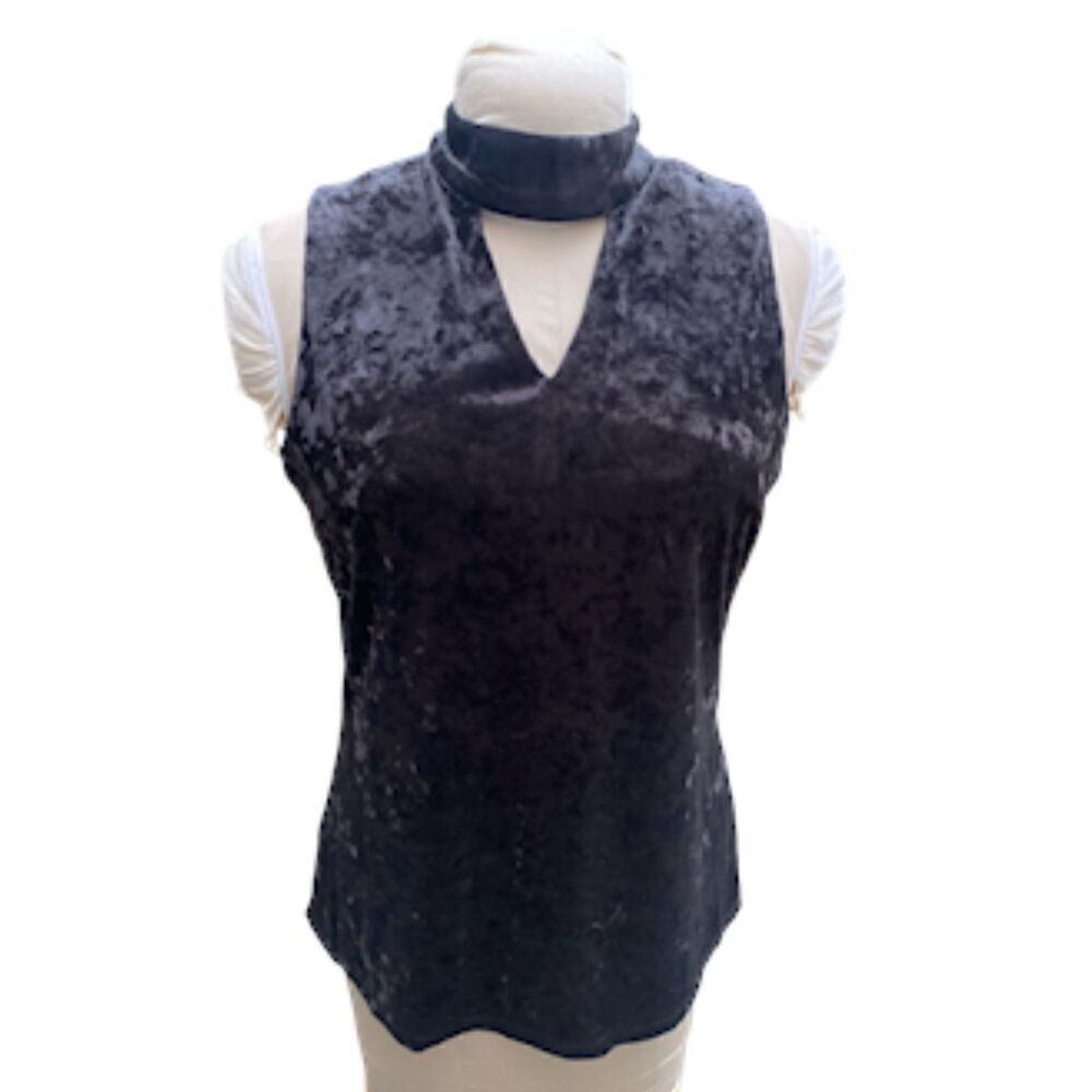 Velvet Glam Sleeveless Top by New Directions Choker Style Neck Sz L Fairy Goth